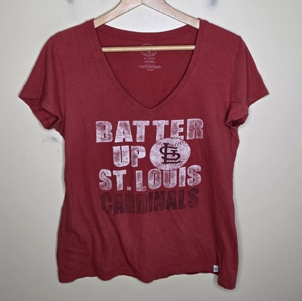 '47 Brand | St. Louis Cardinals Baseball Batter Up Graphic V-neck Tee Size XL